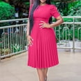 thumbnail image 2 of LOVZFMLL Robe d'Été pour Femme Grande Taille2025 Décontractée à Manches Courtes Taille Empire Coupe Ample Évasée Plissée Maxi Robe T-Shirt Rose Vif G, 2 of 5
