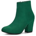 thumbnail image 1 of Unique Bargains Women's Side Zipper Block Heel Ankle Boots, 1 of 6
