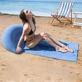 thumbnail image 3 of Beach Mat with Inflatable Pillow Portable Lightweight Outdoor Beach Lounger Sunbathing Relaxing Beach Blanket with Flocking Headrest, 3 of 8