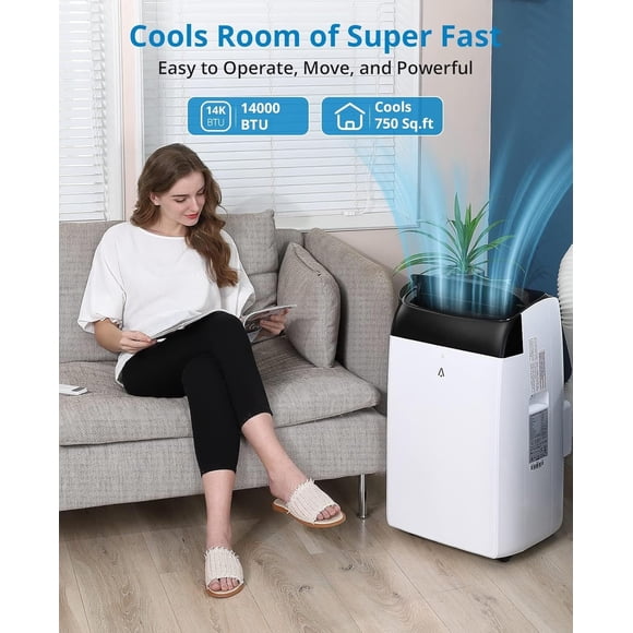 EastVita 14000 BTU Portable Air Conditioner - 3-in-1 Quiet AC Cools 750 Sq.Ft with Remote