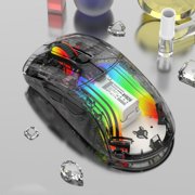 EGNMCR Wireless Gaming Mouse With Full Transparent Design,Double Mode 2.4G/Bluetooth/wire Mouse,3D RGB Backlit,Ergonomic Silent Mouse With 7 Buttons, wireless mice