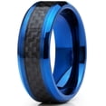 thumbnail image 2 of Men's Titanium Wedding Band, Engagement Ring, Blue Ion Plating and Black Cardon Fiber Inlay 8, 2 of 3