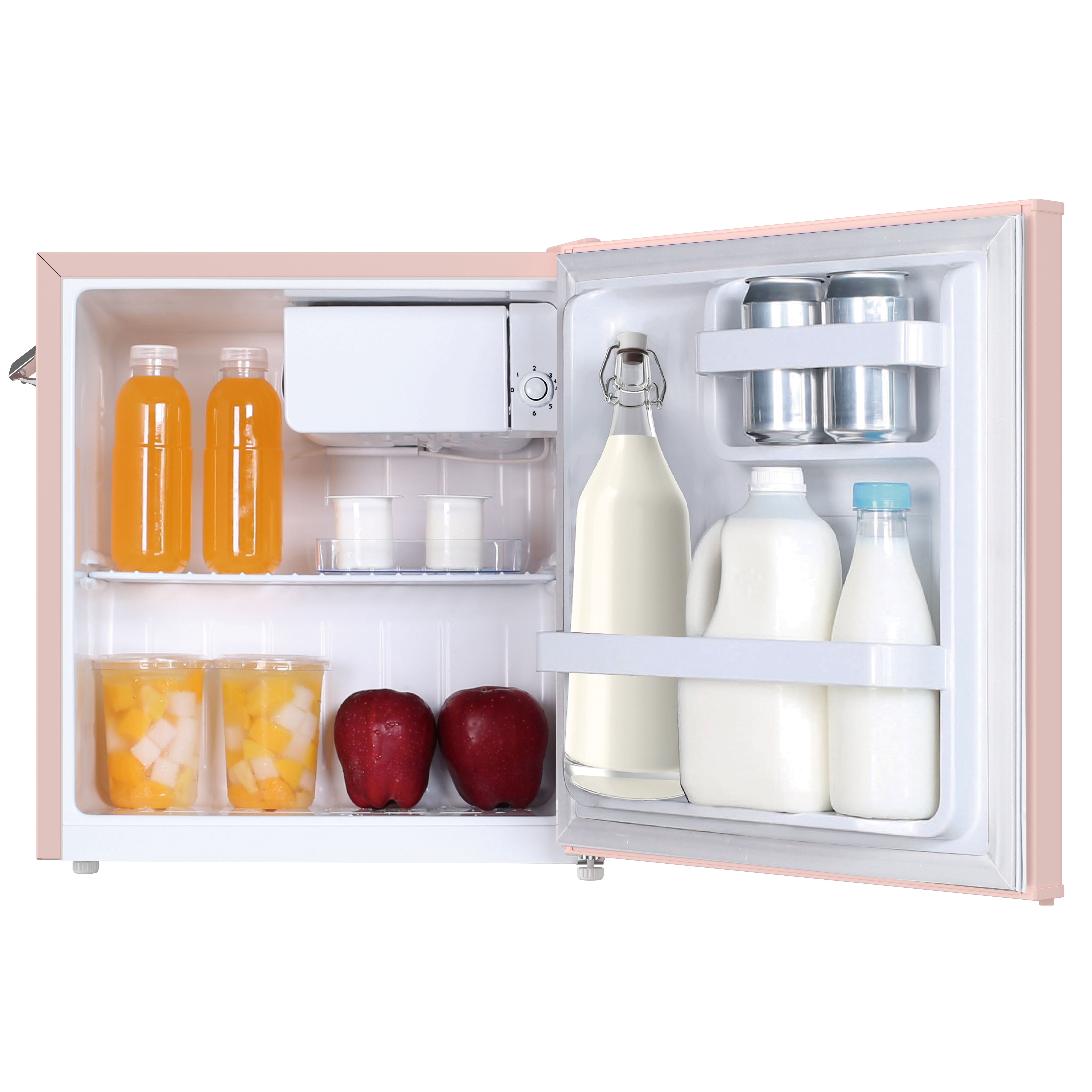 Mini-réfrigérateur rétro Frigidaire 1,6 pi³ avec ouvre-bouteille latéral, réfrigérateur compact avec compartiment congélateur, corail