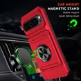 thumbnail image 2 of ShieldPlus for Google Pixel 9 Phone Case with Finger Ring Holder Kickstand, Heavy Duty Shockproof Rugged Protective Case for Pixel 9 Pro 6.3 Inch, Working with Magnetic Car Phone Mount,Red, 2 of 7