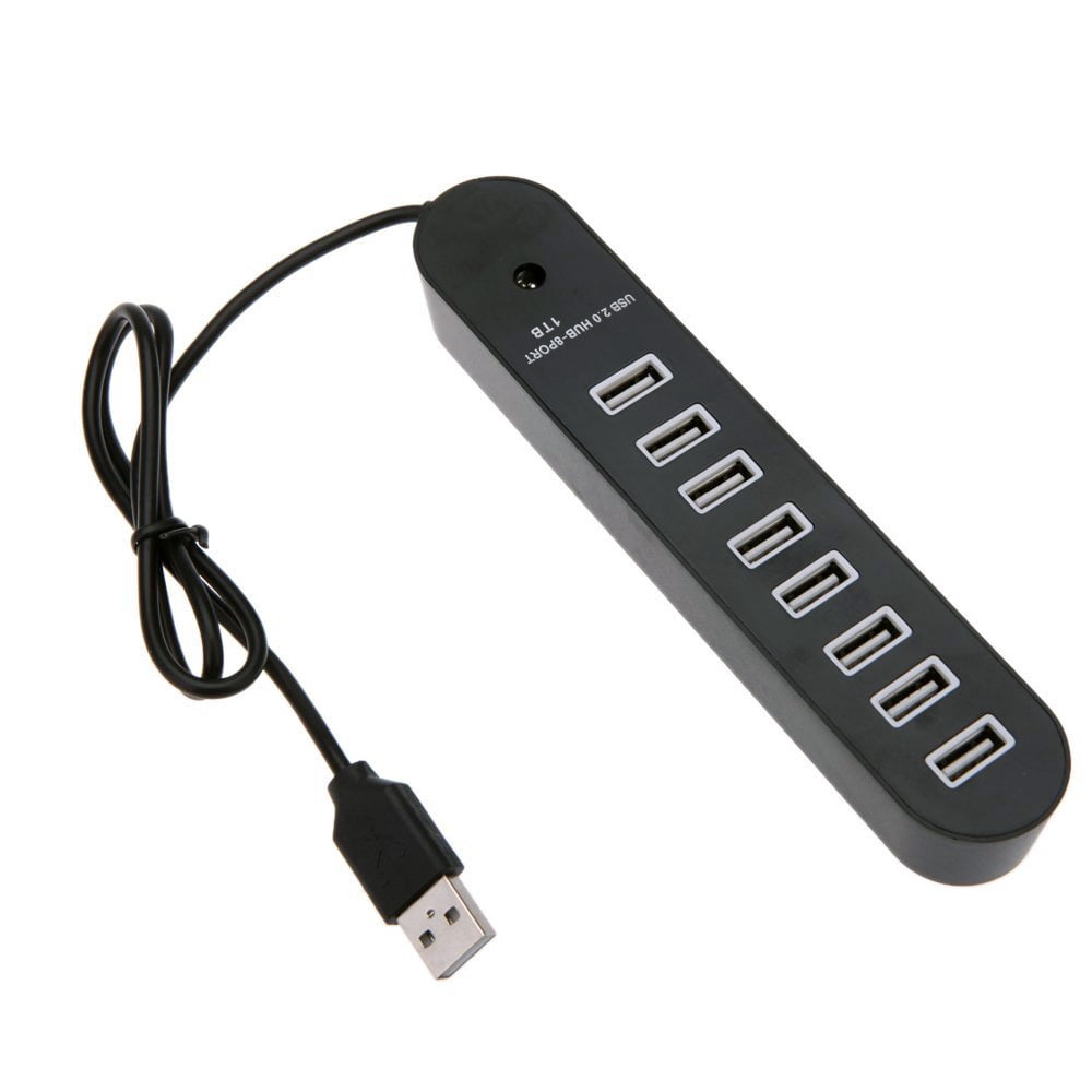 axGear 8 Port USB 2.0 Data HUB High Speed Splitter Extender Built-In USB Cable