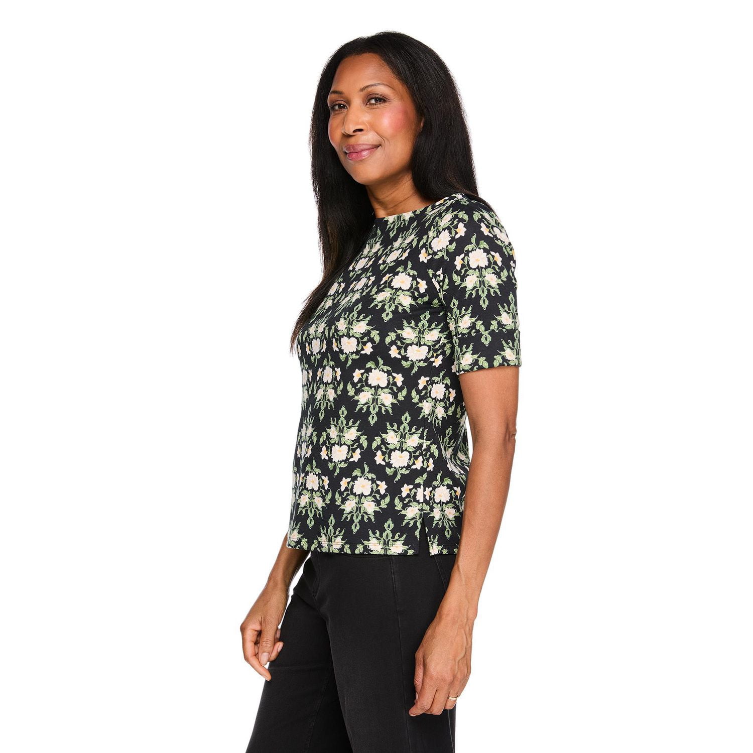 Karen Scott Women's Boat-Neck Printed Top