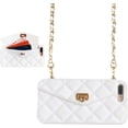 thumbnail image 1 of Wallet Case Compatible with iPhone, Pretty Luxury Bag Design, Purse Flip Card Pouch Cover Soft Silicone Case with Hand Holder Long Shoulder Strap(White,iPhone 11), 1 of 7