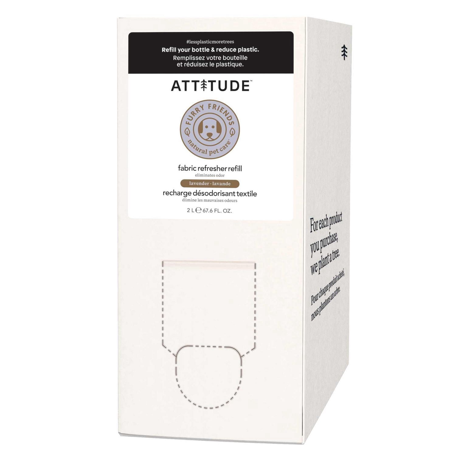 ATTITUDE Amis Poilus, Désodorisant Textile, Lavande, Produits de Nettoyage pour Animaux de Compagnie, Produits de Nettoyage pour Chiens, 2L
