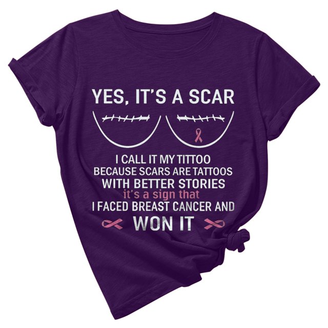 TIMIFIS Breast Cancer Awareness Shirts for Women Work Tops Short Sleeve Out Blouse Breast Awareness Letter Print Shirt T-Shirt Tops In OctoberFall/Winter