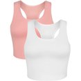 thumbnail image 1 of Charmo Crop Tank Tops for Women Built-in Shelf Bra Racerback Cotton Sports Crop Top 2 Pack, 1 of 6