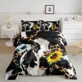 thumbnail image 1 of Erosebridal Animals Cow Bedding Sets Queen with Comforter, Rustic Sunflower Duvet Insert, Cheetah Leopard Decor, Reversible 3pcs, 1 of 8