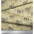 thumbnail image 3 of Soimoi Beige Rayon Fabric London Theme Architectural Print Fabric by Yard 56 Inch Wide, 3 of 3