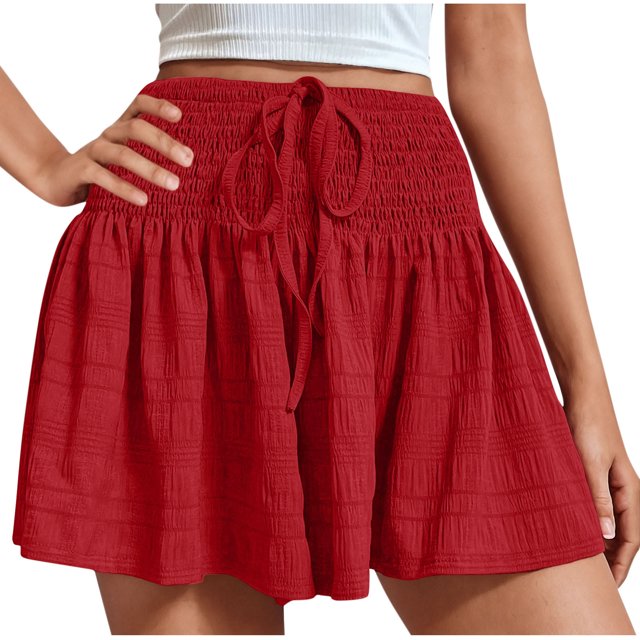 Summer Clearance 2025! Womens Plus Size Pants,Women's Summer Fashion Solid Color Drawstring Shorts