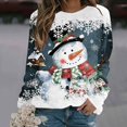 thumbnail image 1 of cllios Chandails de Noël pour Femmes T-Shirts de Fête des Fêtes T-Shirts Fantaisie Bonhomme de Neige Flocons de Neige T-Shirts Graphiques Confortables Doux Col Rond Manches Raglan Chandails à Enfiler, 1 of 4