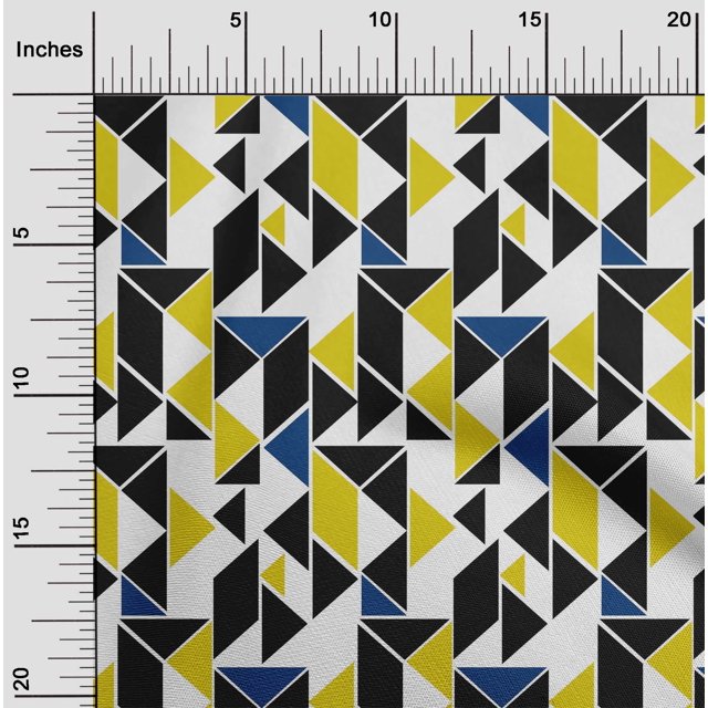 oneOone Polyester Lycra Fabric Parallelogram & Triangle Geometric Printed Fabric 1 Yard 56 Inch Wide