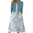 thumbnail image 1 of Tenue Deux Pièces pour Femme Robe Longue Sans Manches à Imprimé Floral avec Cardigan Ample Décontractée à Col Ras du Cou Robe Maxi Fluide, 1 of 8