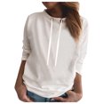 thumbnail image 1 of WEAIXIMIUNG Womens Sweatshirt Graphic with Hood Womens Color Block Drawstring O-Neck Casual Long Sleeve Solid Color Sweatshirt, 1 of 4