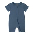 thumbnail image 1 of MIASHUI Baby Short Sleeve Rompers Girls Boys Zipper Jumpsuit Pajamas,Navy,12-18 Months, 1 of 2