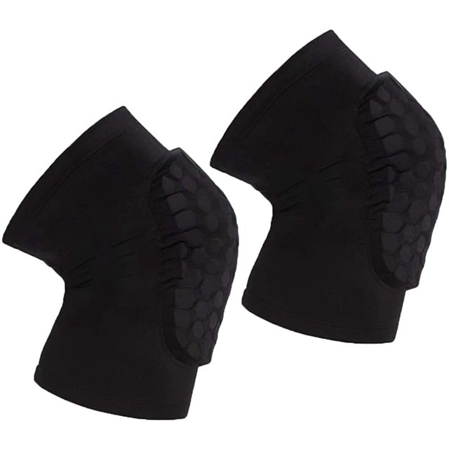 Knee Sleeve Pair Kneepad Pads Crashproof Antislip Basketball Leg Sleeve Protective Pad Support Guard Padded Breathable Compression Wear Hexpad - 2 Packs-Black