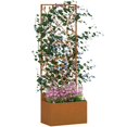 thumbnail image 1 of Outsunny Raised Garden Bed with Outdoor Privacy Screen, Wall-Mounted, Brown, 1 of 10