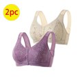 thumbnail image 2 of AherBiu 2pc Plus Size Bras for Women High Support Wireless Floral Bralettes Lift up Front Closure Button Everyday Bra, 2 of 5