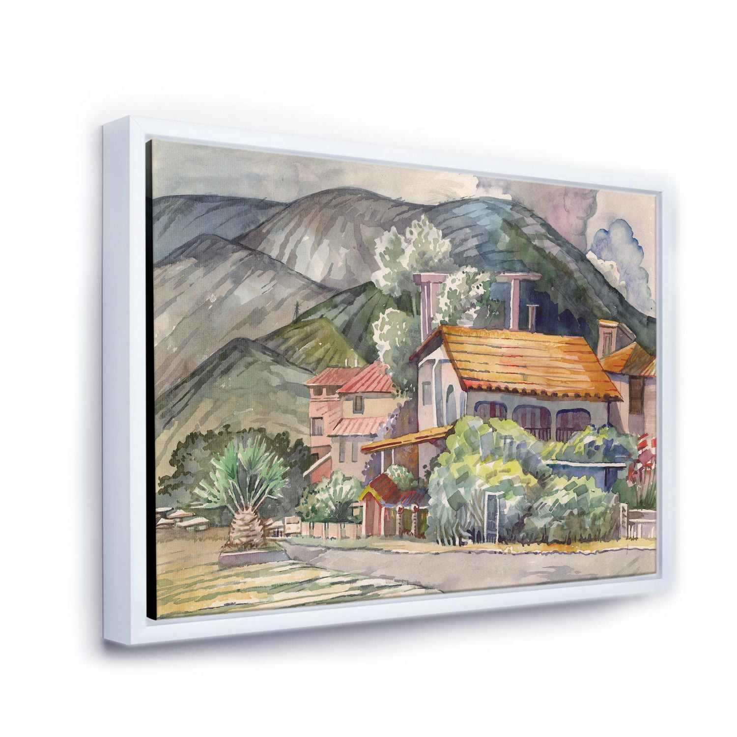 Designart Paysage grec au large de la côte de la mer Égée ART MURAL À CADRE FLOTTÉ