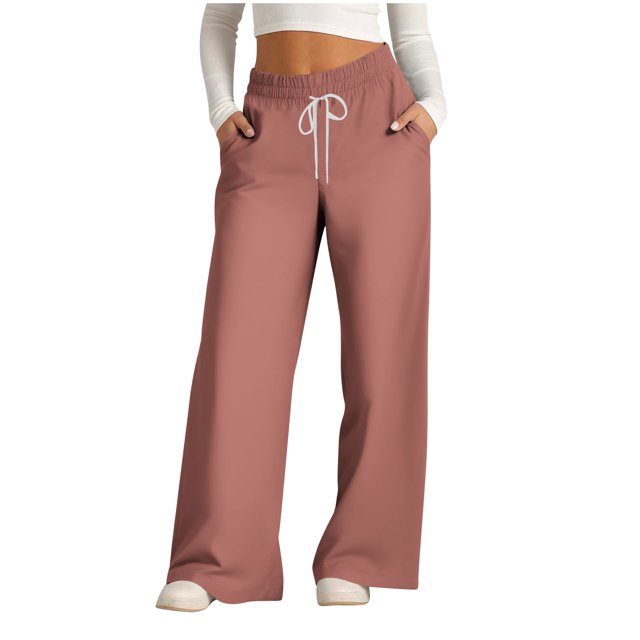 Pants for Women, Womens Fashionable Striped Printed Drawstring Wide Leg Pants