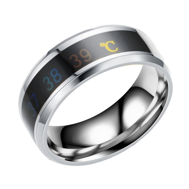 fastboy Couple Rings Delicate Ring Smart Sensor Body Temperature Small Lightness Finger Jewelry Wedding Women Engagement Silver 12#