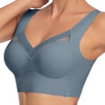 thumbnail image 3 of Hjtefg Sheer Bralette - Plus Size Wireless Push-Up, Breathable Seamless Sports Bra,Color: T2-Navy Size: L, 3 of 7