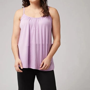 Économies du Printemps! Débardeurs et Camisoles en Coton pour Femmes avec Soutien-Gorge en Liquidation, Débardeur d'Été Basique avec Soutien-Gorge Intégré Grande Taille, Débardeur Uni avec Bonnets pour Femmes Décontracté Fluide Ample Sans Manches Camisole Chemise Haut