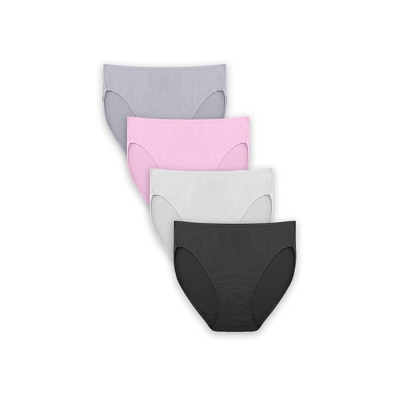 Fruit of the Loom Women's Breathable Micro-Mesh Assorted Hi-Cut Underwear, 4-Pack