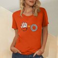 thumbnail image 2 of Dadaria Chemise Orange Femmes Hauts T-Shirt à Manches Courtes Col Ras du Cou Tee d'Été Empreintes de Mains Chandail Blouses L, 2 of 5