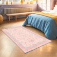 thumbnail image 2 of Washable Pink Nursery Rug, 3x5 Area Rugs for Entryway, Kitchen, Bedroom - Boho Modern Floral Distressed Oushak Design, Soft Faux Wool Low Pile Non Slip Stain Resistance Carpet, 2 of 8