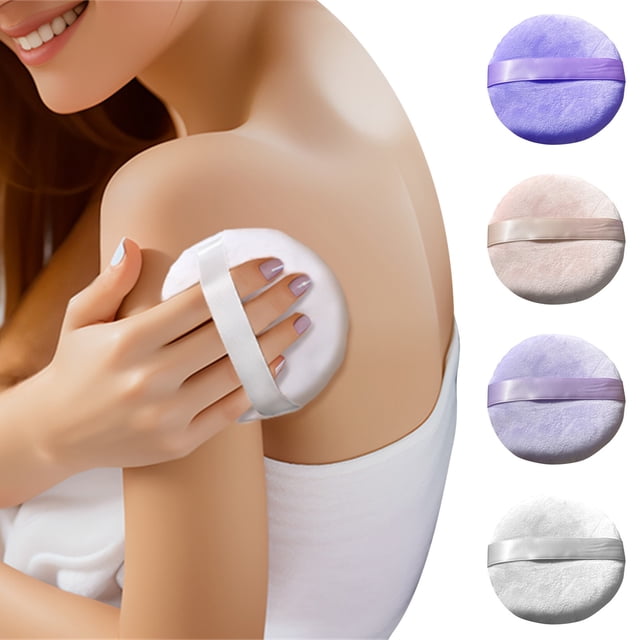 Beauty Tools Pure Cotton Powder Puff 5 Inch (13Cm) Body Powder Puff Applicator For Loose Powder Body Powder Cosmetic Foundation Sponges White,Light Purple Dark Purple Skin Color, Beauty Tools for Wome