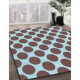 thumbnail image 3 of Ahgly Tapis Rond Lavable en Machine Intérieur Transitionnel Bleu Lagon, 3 Pieds Rond, 3 of 7