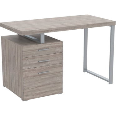 Safdie & Co. Computer Desk 47.25L Dark Taupe 3 Drawers Silver Metal