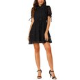 thumbnail image 1 of INSPIRE CHIC Women's Dress Peter Pan Collar Ruffle Cuff A-Line Layered Dress XS Black, 1 of 8