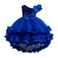 thumbnail image 1 of LOVZFMLL Fille Enfant Été Manches Courtes Volantée Dentelle Col Rond Broderie Maille Princesse Jupe à Nœud, 1 of 3