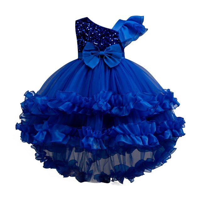 LOVZFMLL Fille Enfant Été Manches Courtes Volantée Dentelle Col Rond Broderie Maille Princesse Jupe à Nœud