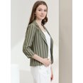 thumbnail image 4 of INSPIRE CHIC Blazer à Rayures pour Femme Manches 3/4 Décontracté Ouvert à l'Avant Revers Cranté Blazer TP Vert Armée, 4 of 6