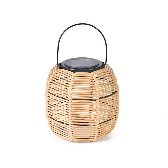 TIMIFIS Lampe de Pelouse en Rotin Tressée à la Main Luminaire Suspendu Lumière Bambou Suspension Lumière Solaire Lanterne Suspendue Lumière Extérieure de Cour Décoration de Patio Décoration Moderne Vintage pour la Maison