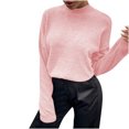 thumbnail image 1 of IROINID Chandail à Col Rond pour Femmes Couleur Unie Loisirs Manches Courtes Longues Automne et Hiver Chandail à Boutons Blouse, 1 of 6