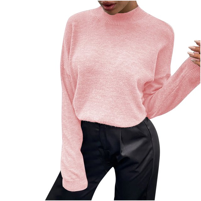 IROINID Chandail à Col Rond pour Femmes Couleur Unie Loisirs Manches Courtes Longues Automne et Hiver Chandail à Boutons Blouse