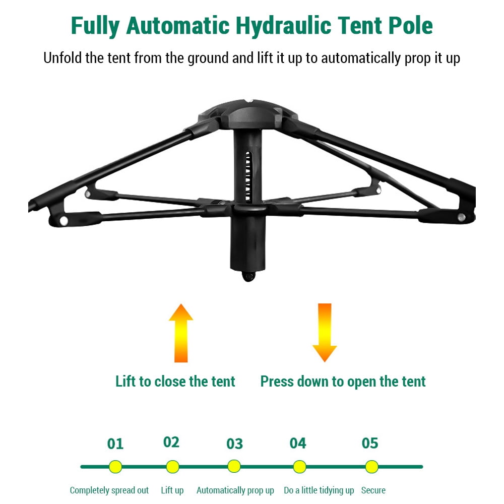 Automatic Hydraulic Waterproof Camping Tent, Space for 3 or 4 People with Large  and Doors