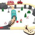 thumbnail image 3 of Motorised Wooden Rail Train, Remote Control Train with Magnetic Connection, Battery Operated Locomotive Trains for Toddlers, Compatible with Thomas, Brio, Chuggington (Brown), 3 of 7