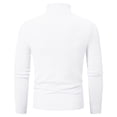 thumbnail image 3 of Color Block Knitted Tops Mens Knitted Turtleneck Long Sleeve Turtle Neck Thermal Casual High Neck Sweaters Ribbed Pullover Sweater Mens Pullover Sweaters S-77 White 3XL, 3 of 3