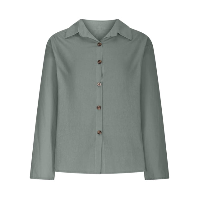 Timegard Long Sleeve Shirts for Women Cotton Linen Lightweight Button up Tops Blouse Fall Solid Color