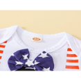 thumbnail image 3 of Baby Boys Outfits  Numbers Stars Print Bow Short Sleeve Romper + Stripe Contrast Color Shorts 2Pcs Set, 3 of 6