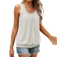 thumbnail image 4 of Weiqiqre T-Shirts pour Femmes Débardeurs d'Été Coupe Ample Plissés Col Rond Chandails Décontractés Sans Manches Bas à Bande, 4 of 7