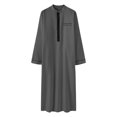 thumbnail image 4 of Wdgfv Mens Kaftan Thobe Cotton Long Sleeve Embroidered Stand Collar Arab Loose Men's Robe, 4 of 4